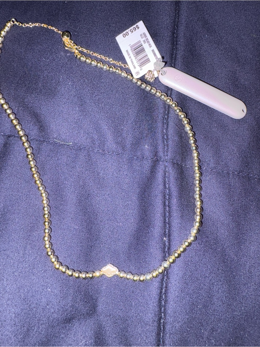 Gold-Tone Beaded Necklace with Clover Charm - Women Jewelry